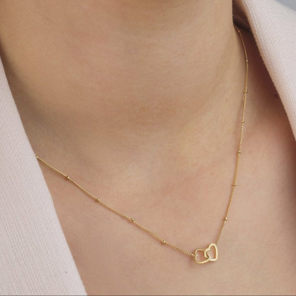 Gold Linked Hearts Necklace