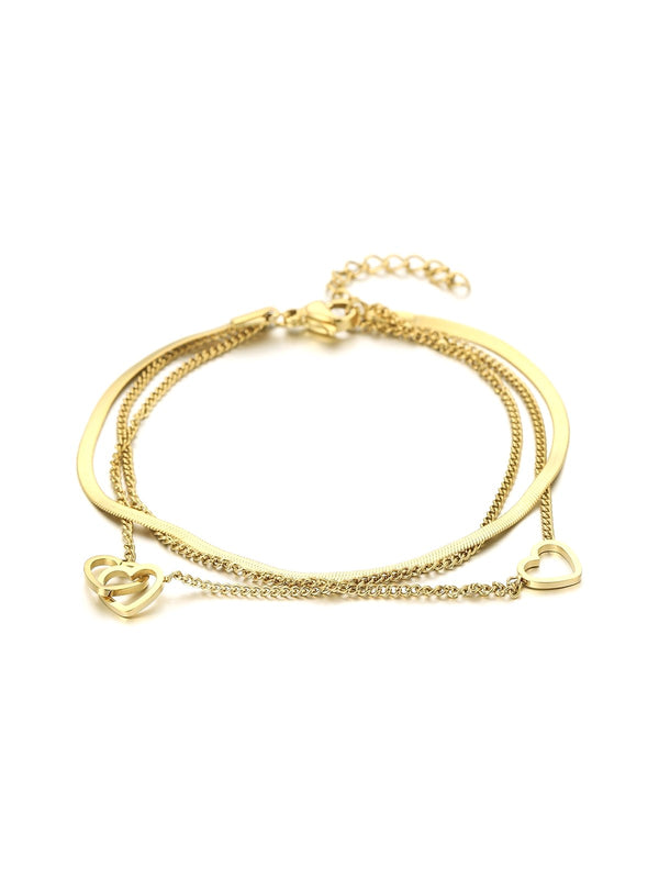 Armband drielaags hart goud