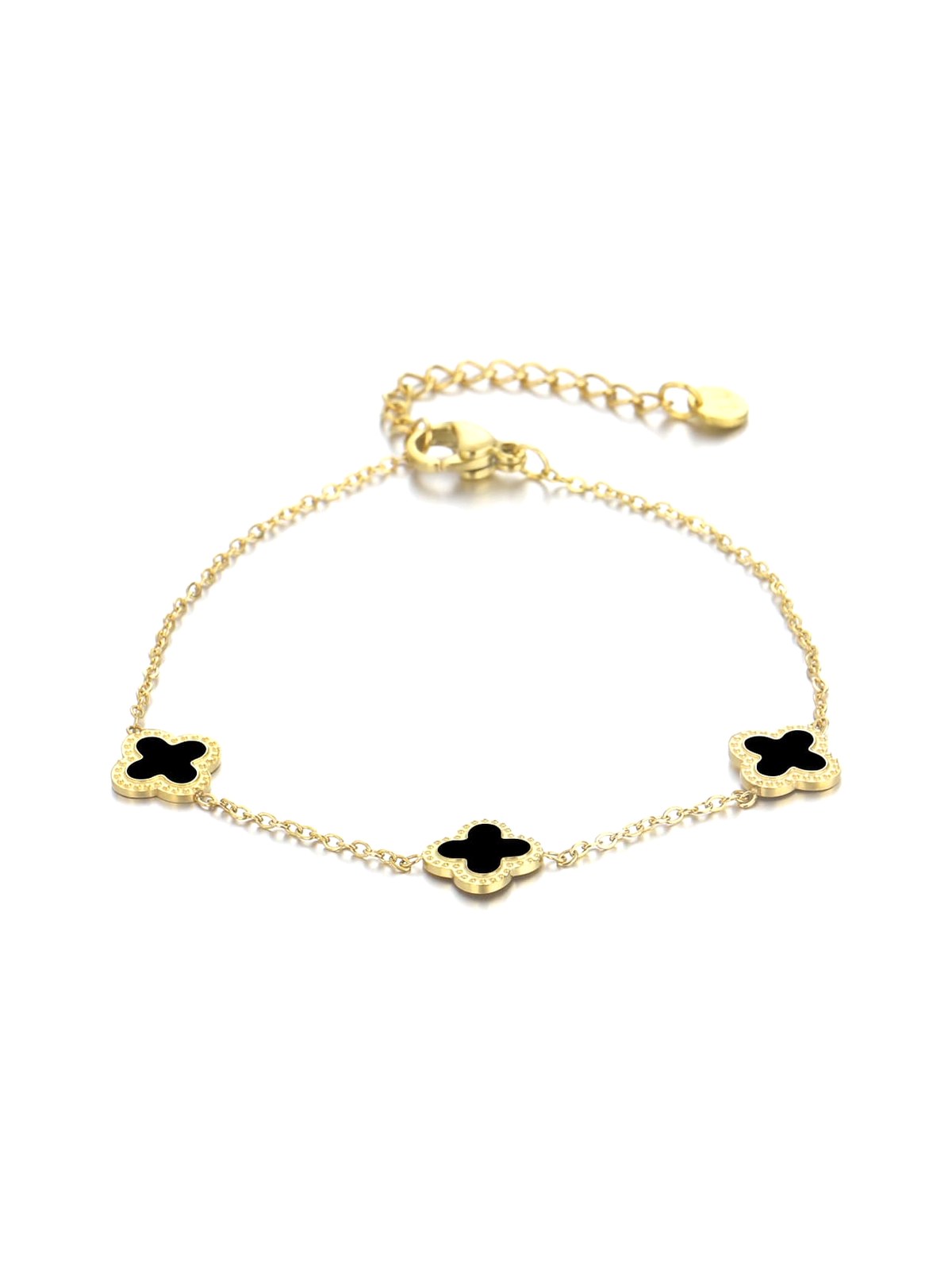 Gold & Black Clover Bracelet
