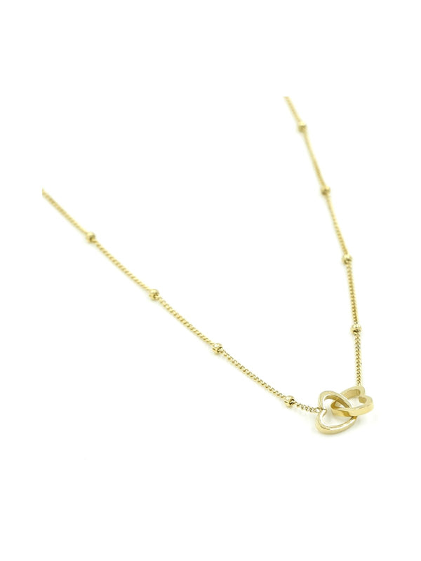 Ketting verbonden hartjes goud