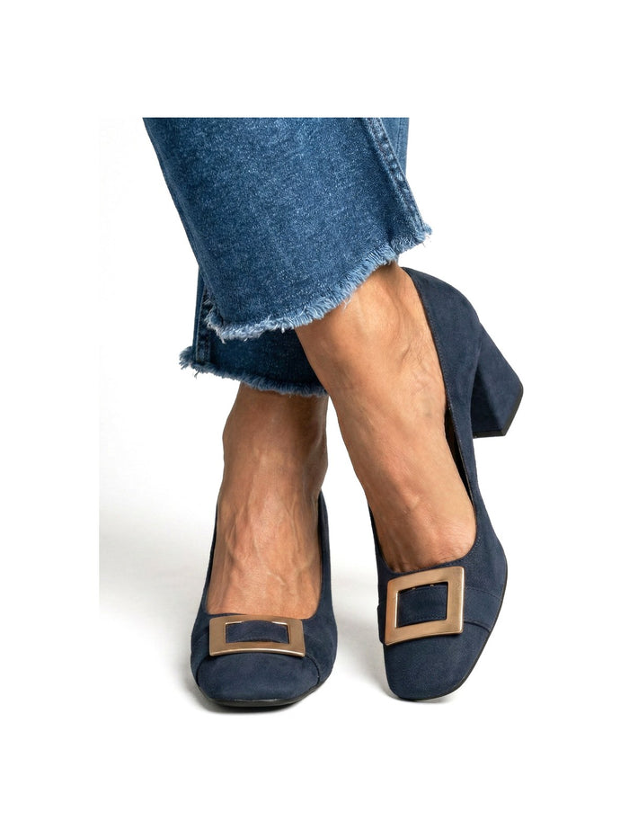 Inês | Sapatos de Camurça com Fivela Dourada