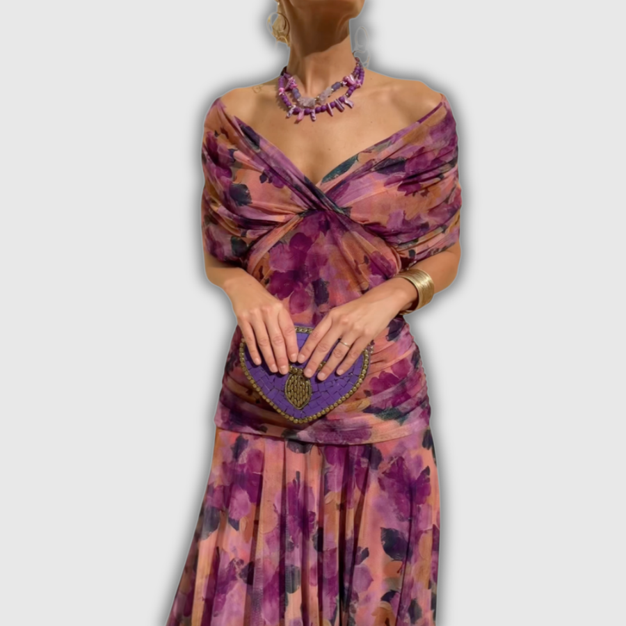 Florendra | Long Floral V Neck Dress — 8
