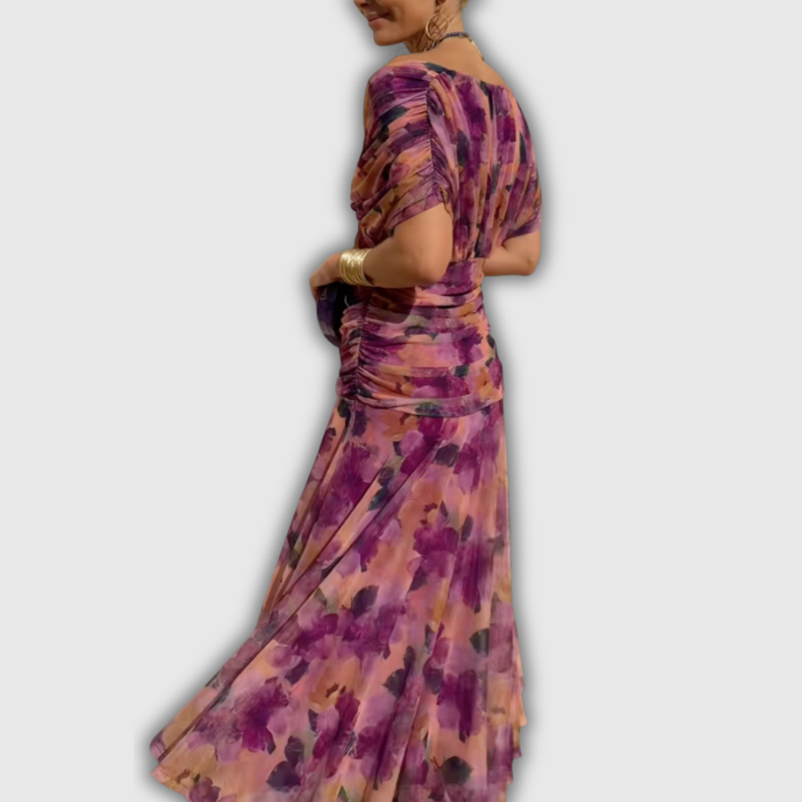 Florendra | Long Floral V Neck Dress — 9