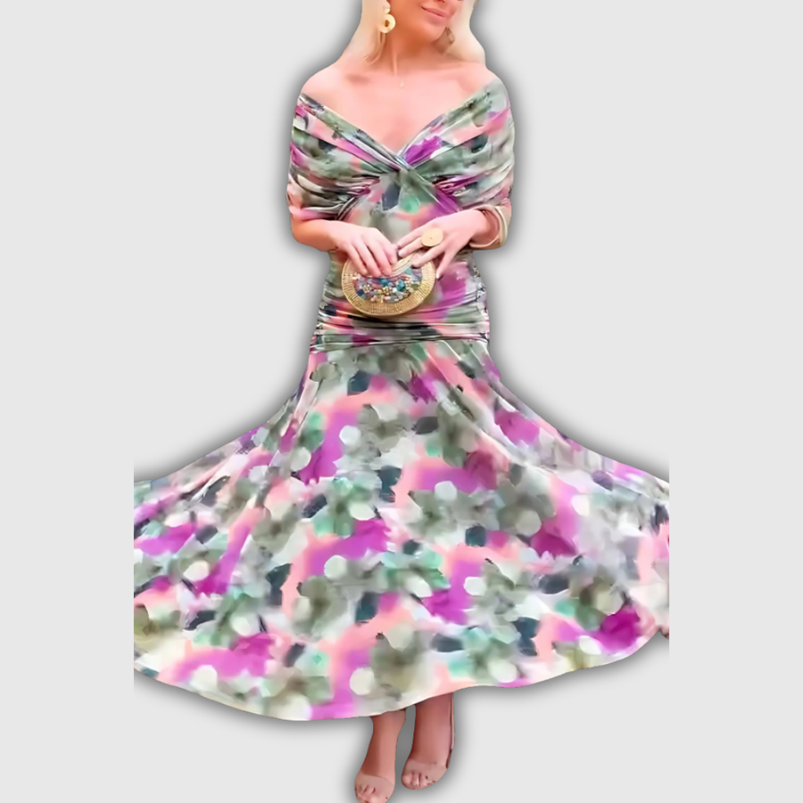 Florendra | Long Floral V Neck Dress — 11