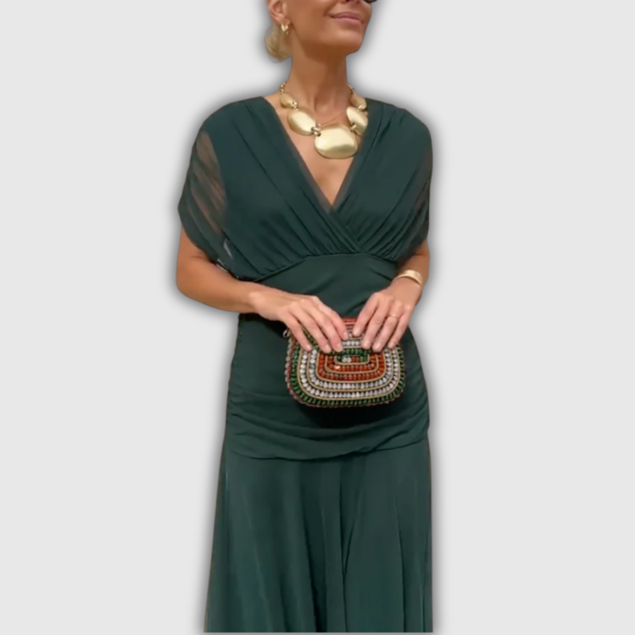 Florendra | Long Floral V Neck Dress — 2