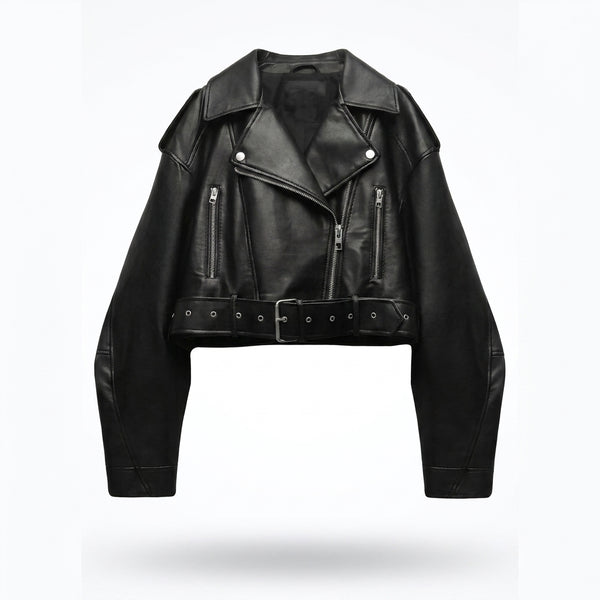 Mila | Korte Faux Leather Jas met Riem