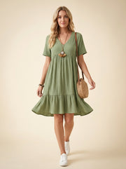 V-Neck Ruffle Dress — 3