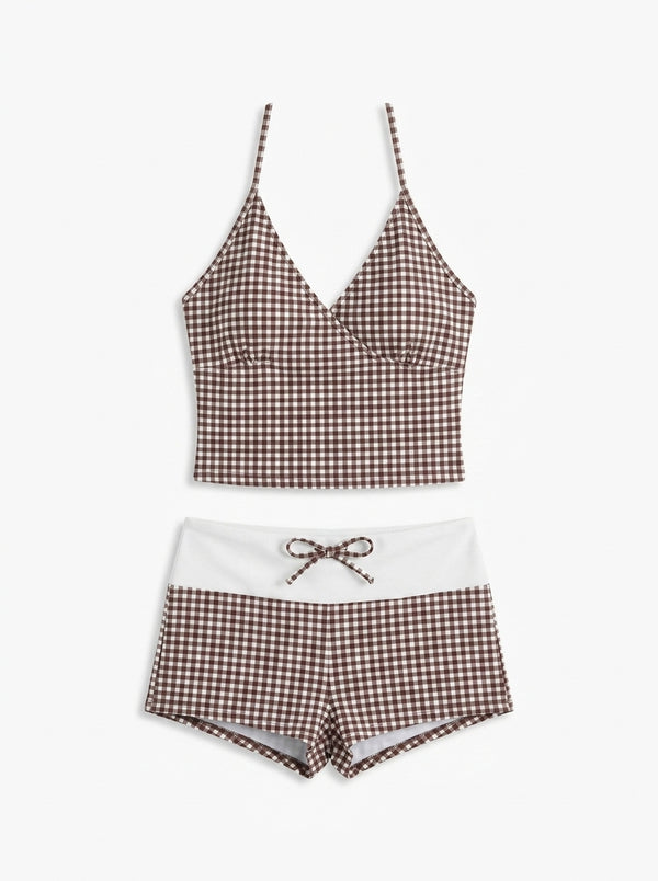 Checked Bikini Set