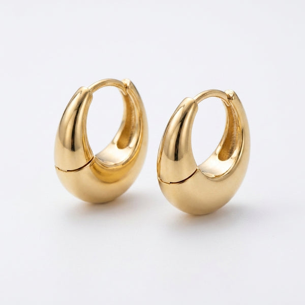 Oval Gold Statement Earrings