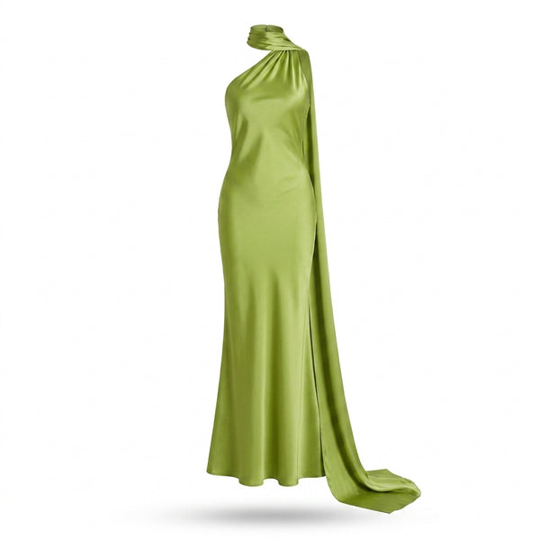Backless Satin Halter Dress