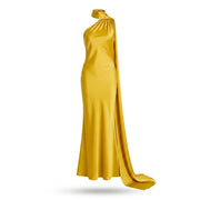 Backless Satin Halter Dress — 6