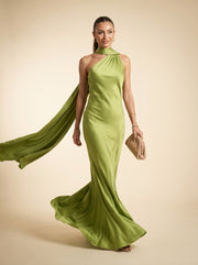 Backless Satin Halter Dress — 4