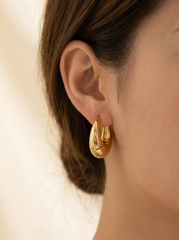 Oval Gold Statement Earrings