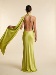Backless Satin Halter Dress — 5