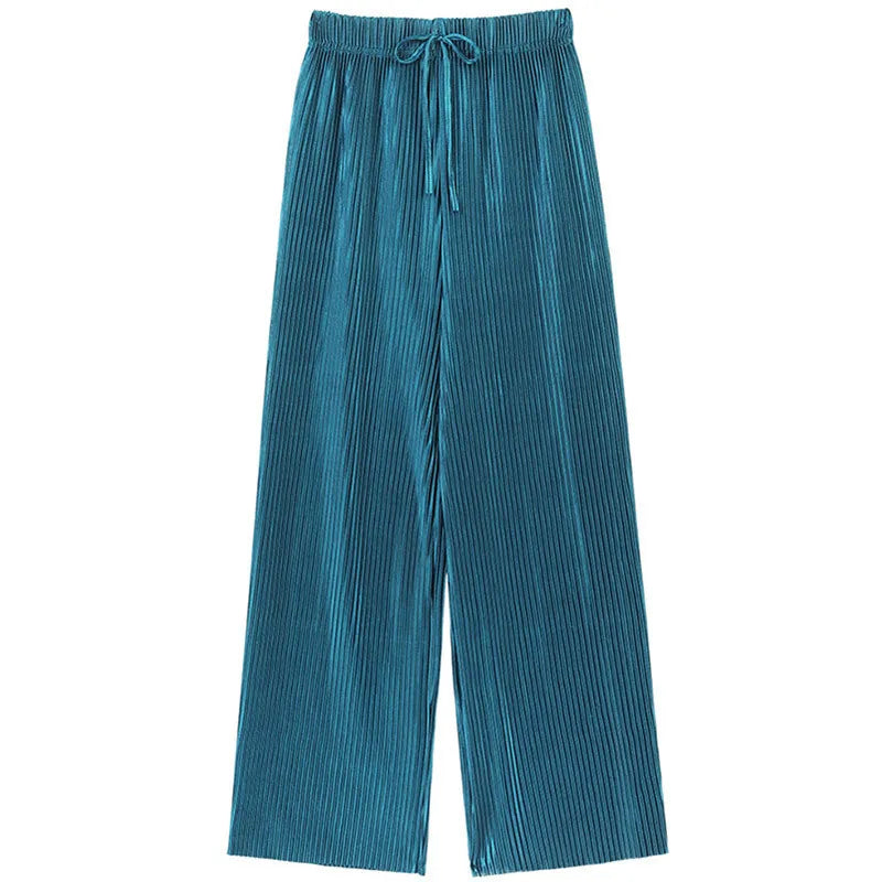 Wide-Leg Pleated Trousers