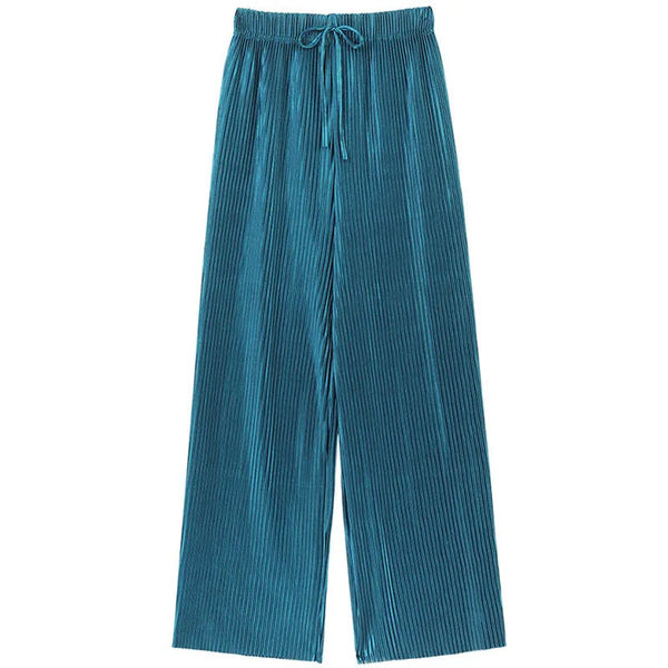 Wide-Leg Pleated Trousers