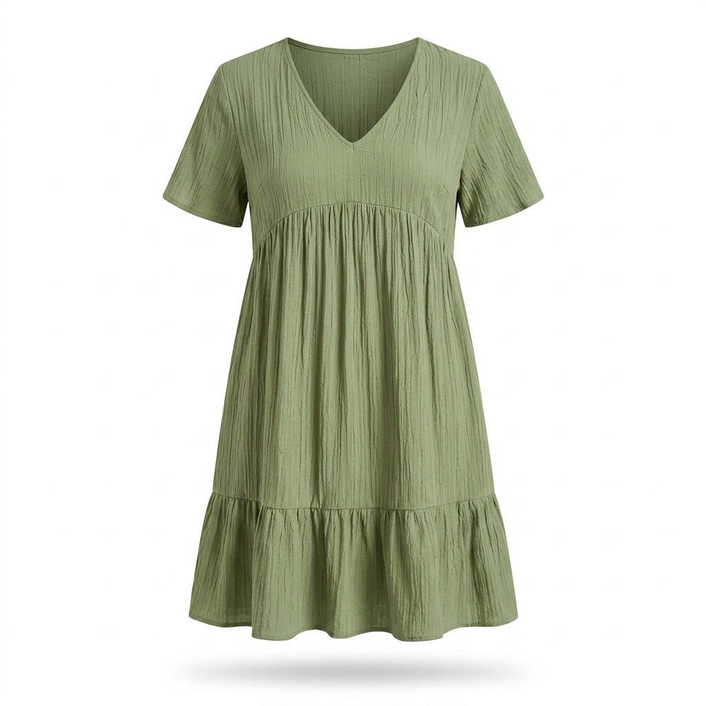 V-Neck Ruffle Dress