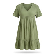 V-Neck Ruffle Dress — 1