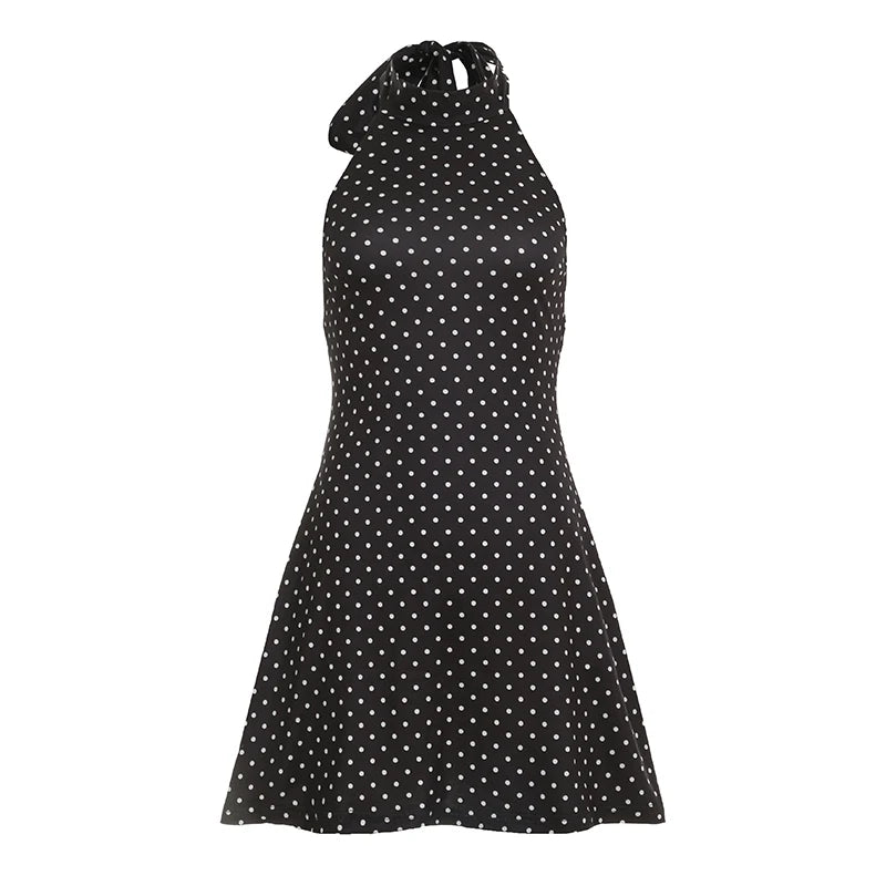 Polka-Dot Halter Mini Dress
