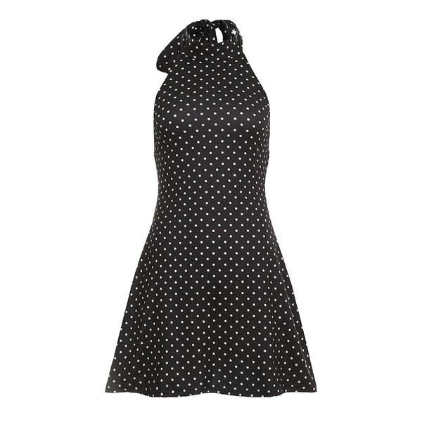 Polka-Dot Halter Mini Dress