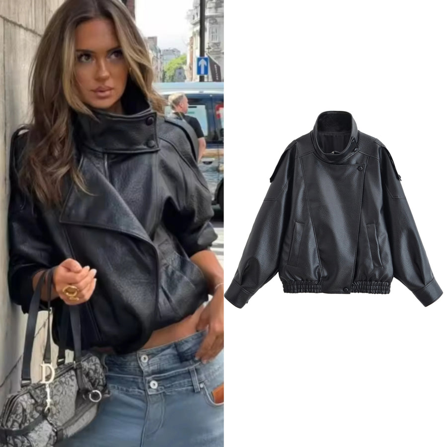 Lynn | Faux Leather Bikerjack — 1