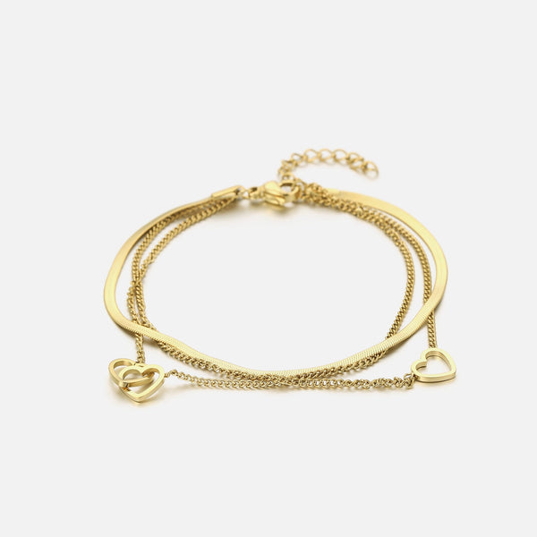 Armband drielaags hart goud