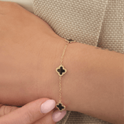 Gold & Black Clover Bracelet — 5